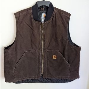 Carhartt XXL Sandstone Duck Dark Brown Vest